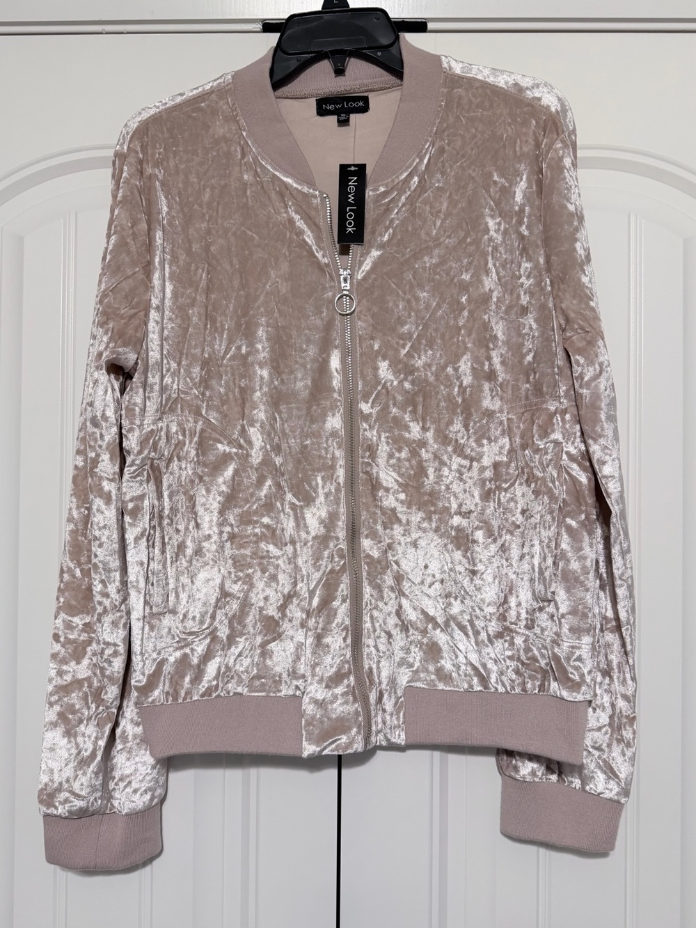 New Look Blush Crushed Velvet Bomber Jacket